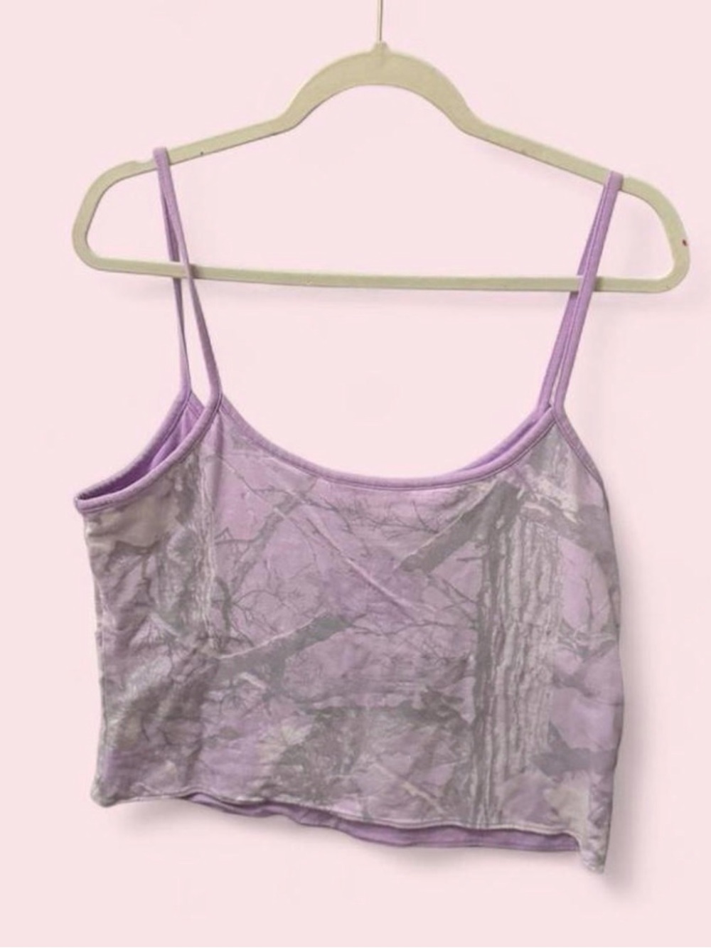Hollister Lilac and Gray Camo Spaghetti Strap Crop Top